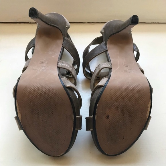 LOFT Leather & Suede Strappy Heels in Brown/Taupe - Picture 5 of 7